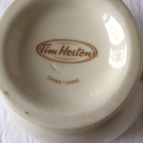 Tim Hortons Coffee Mug Saucer Set Brown Ivory Always Fresh Bilingual Collectible - Picture 7 of 10